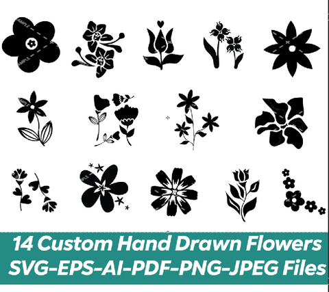 Flower Bundle Pack SVG,PNG,EPS,Ai